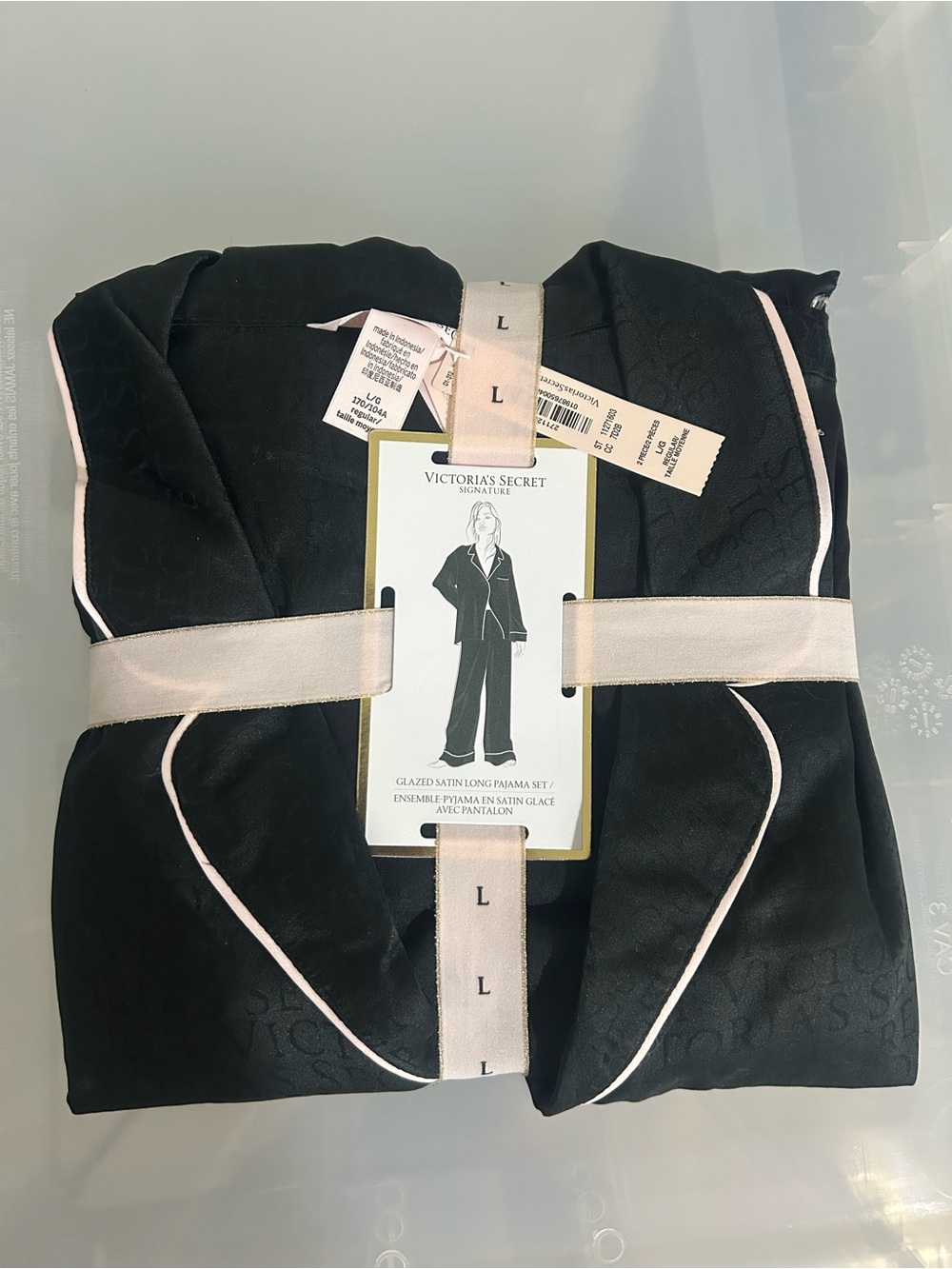 Victoria Secret Signature Satin Long Pajama Set Size L